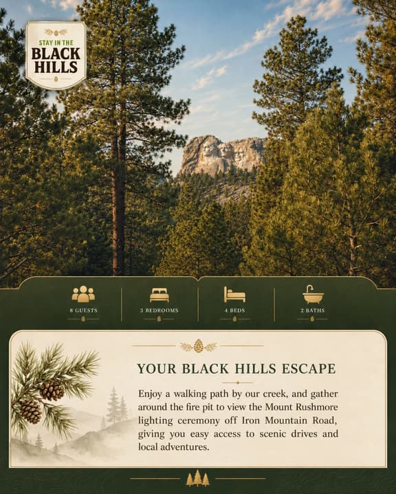 Grizzly Bear Creek- Mt Rushmore Views- w/ Hot tub